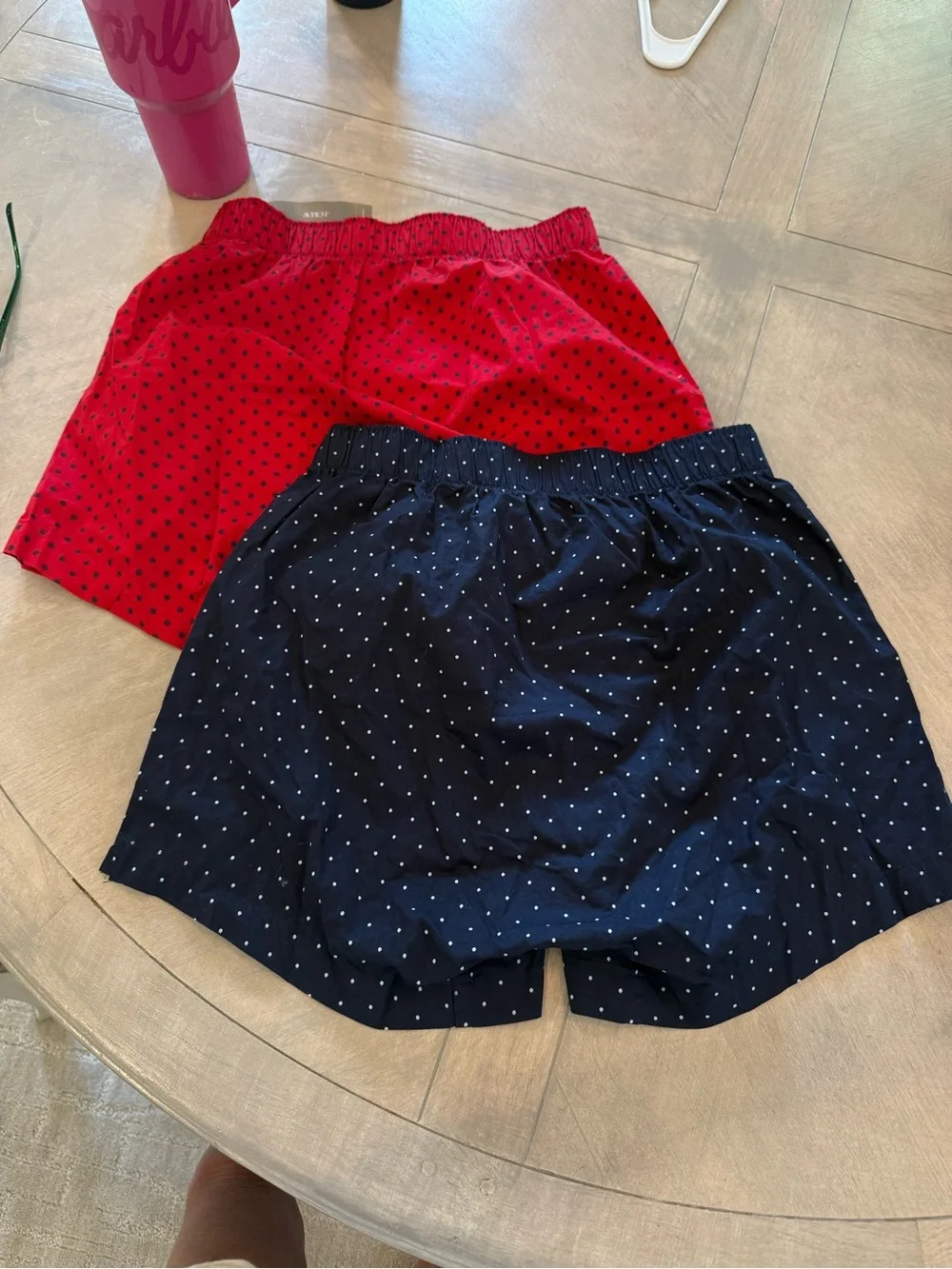 J. Crew Men's Polka Dot Cotton Boxers - Red & Navy
